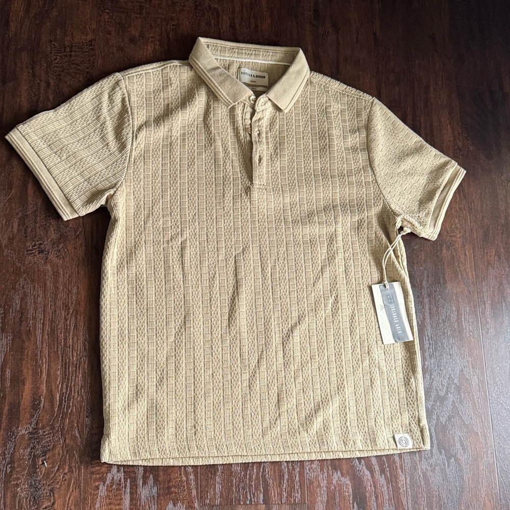 Elegant Beige Patterned Polo Shirt